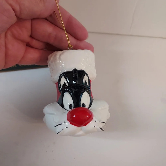 Vintage 1994 Ceramic Looney Tunes Sylvester Christmas Ornament Warner Bros - Picture 1 of 10